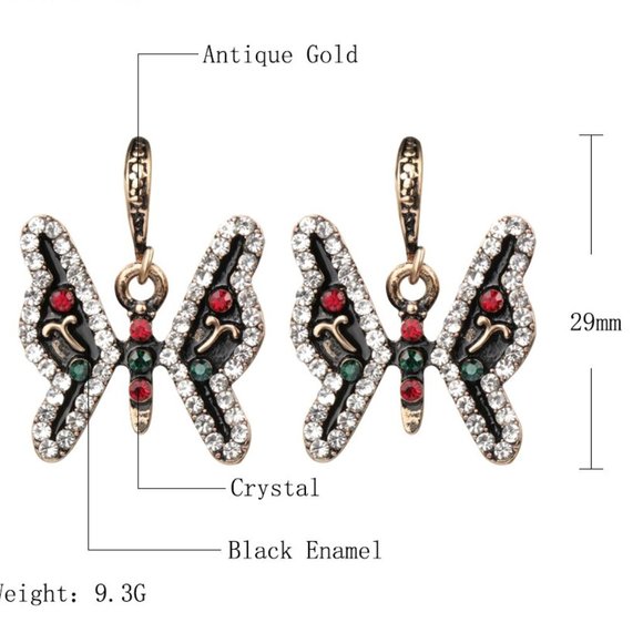 Turkish Crystal Enamel Butterfly Earrings - Picture 5 of 16